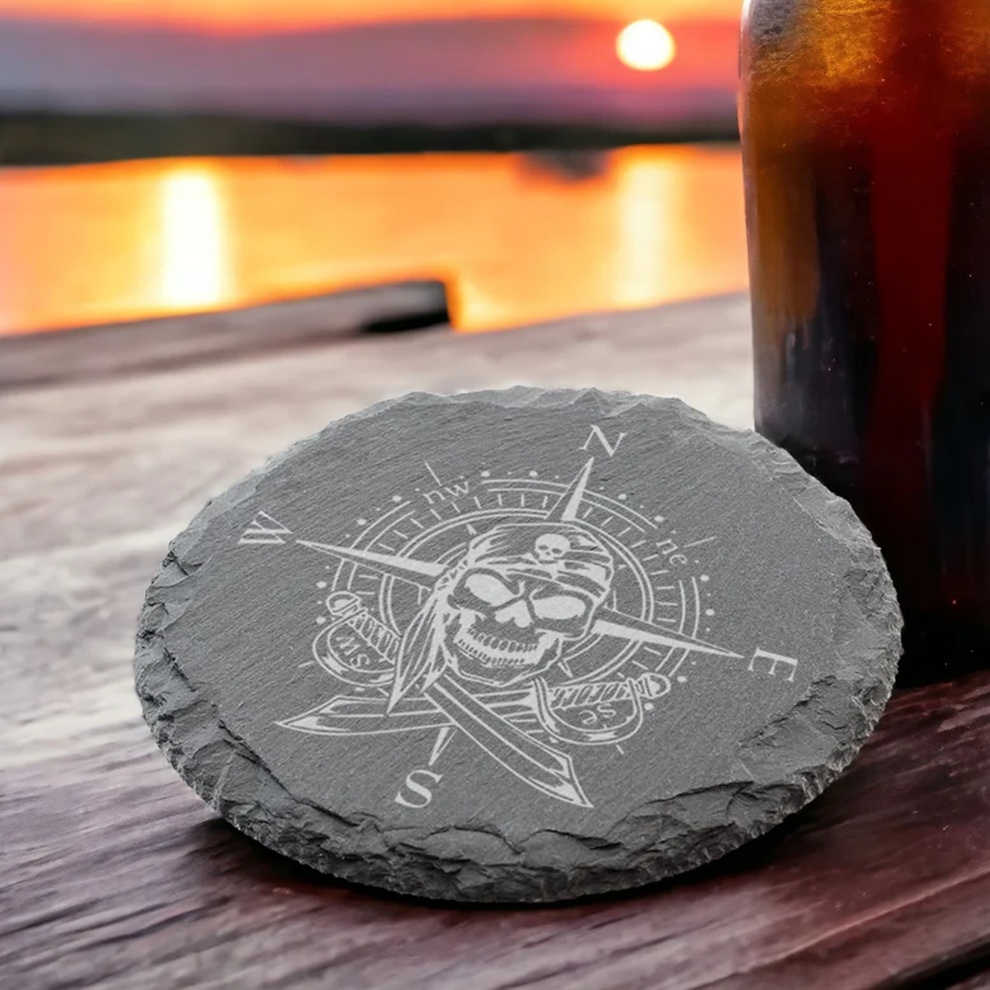 Slate Coaster Set - Nautical Compass - Set of 4