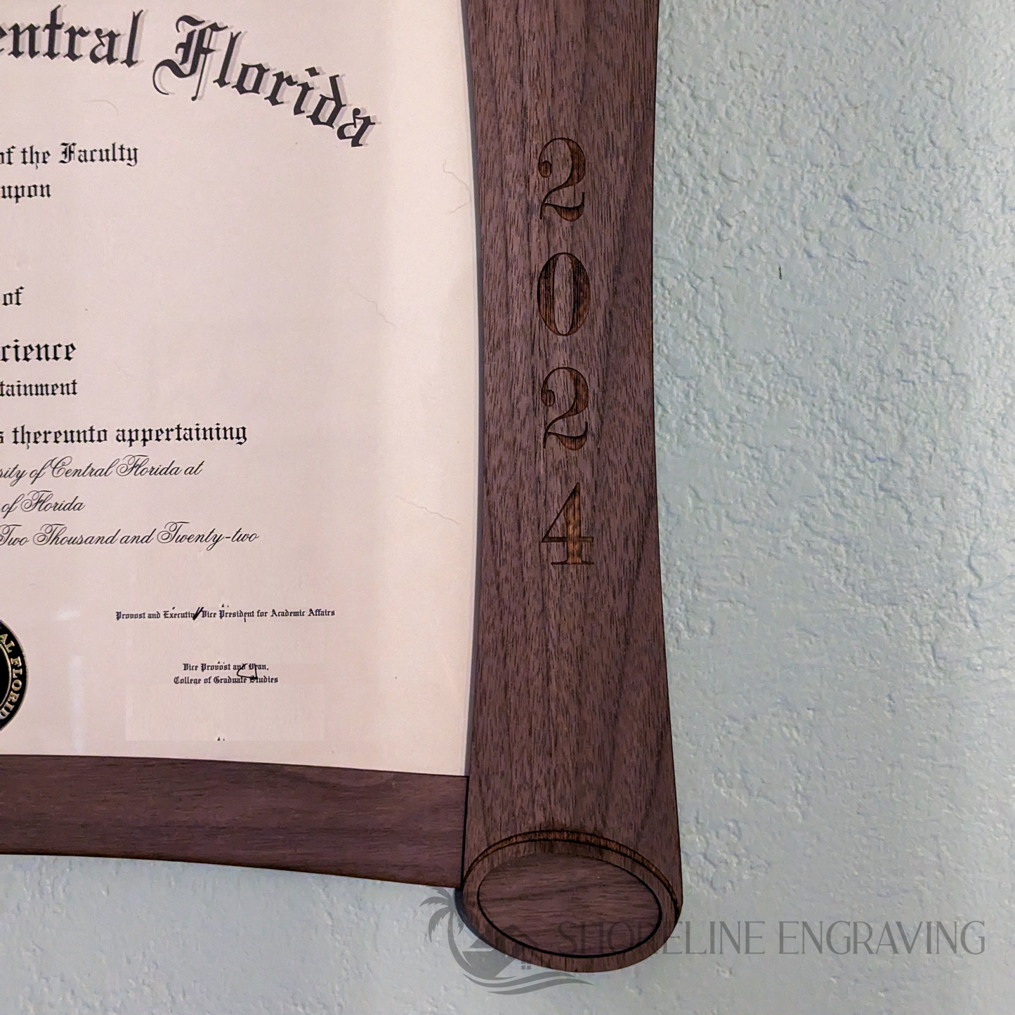 Unique Diploma Frame - Open scroll with cap tassel hanger