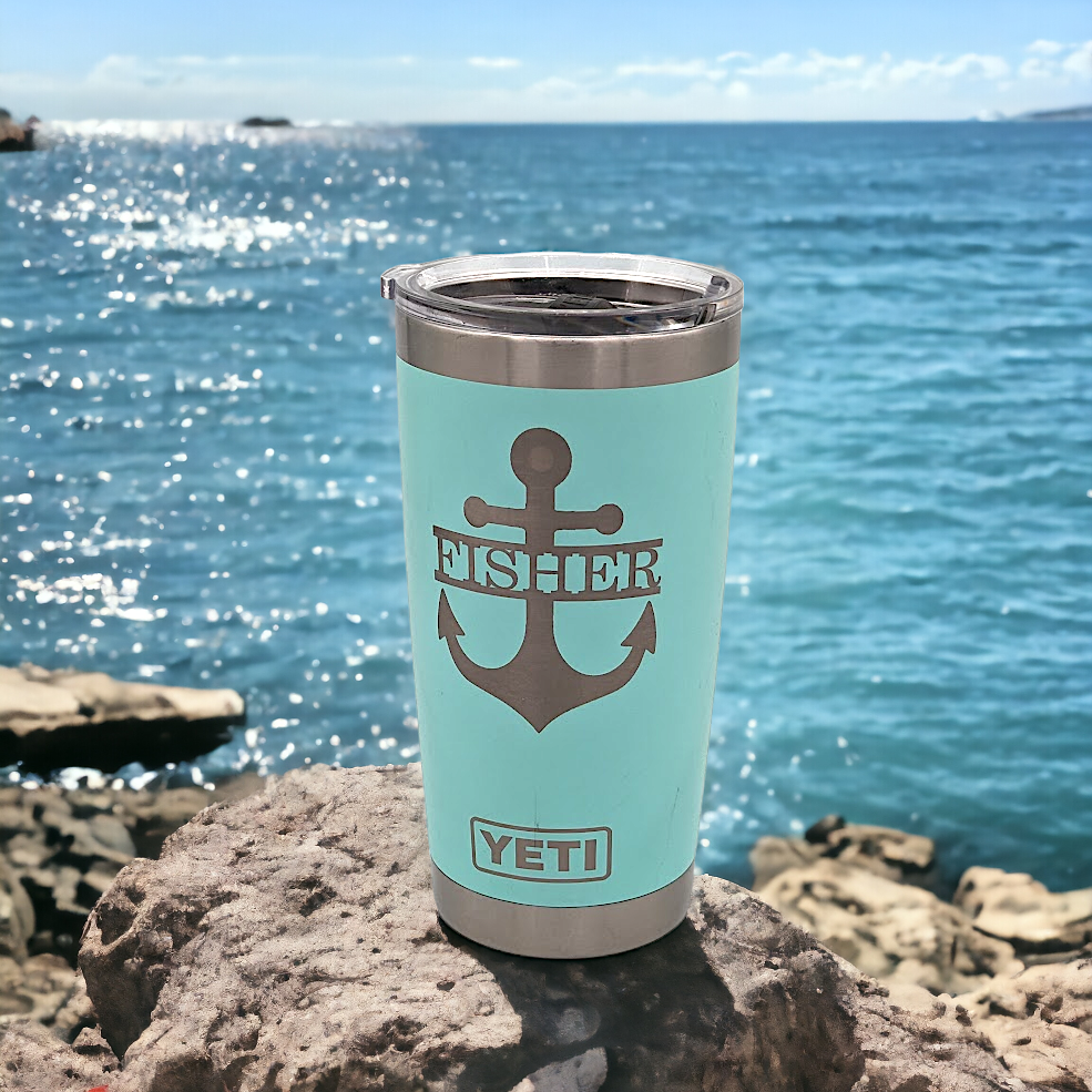 Nautical Theme Yeti Rambler with Anchor Engraving