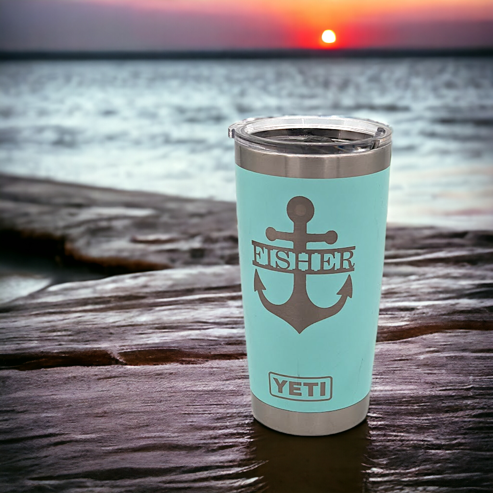 Nautical Theme Yeti Rambler with Anchor Engraving